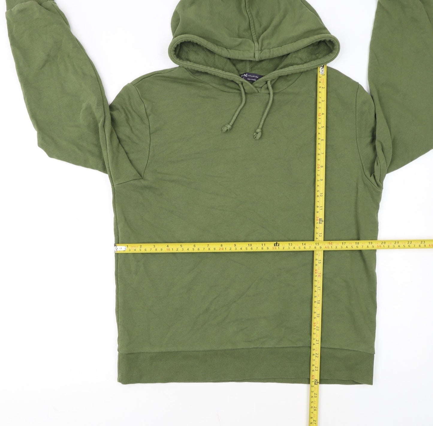 Marks and Spencer Womens Green Pullover Hoodie Size 12 Cotton Blend