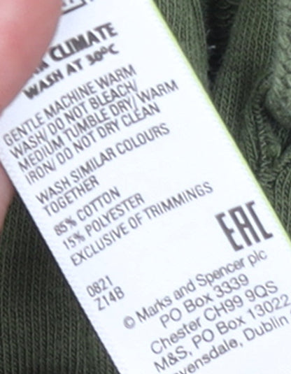 Marks and Spencer Womens Green Pullover Hoodie Size 12 Cotton Blend
