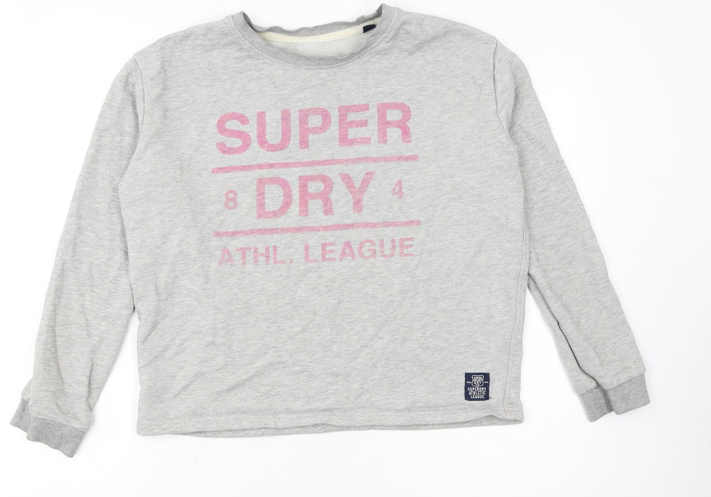 Superdry Women's Grey Pink Logo Pullover Sweatshirt Size S