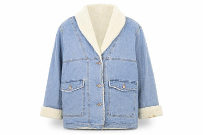 Ashley-Vintage Charm Women's Blue Denim Sherpa Lined Jacket M