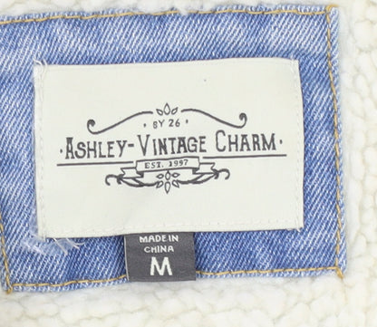 Ashley-Vintage Charm Women's Blue Denim Sherpa Lined Jacket M