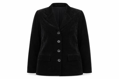 A-WIN Women's Black Velvet Single-Breasted Blazer Size 12