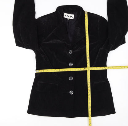A-WIN Women's Black Velvet Single-Breasted Blazer Size 12