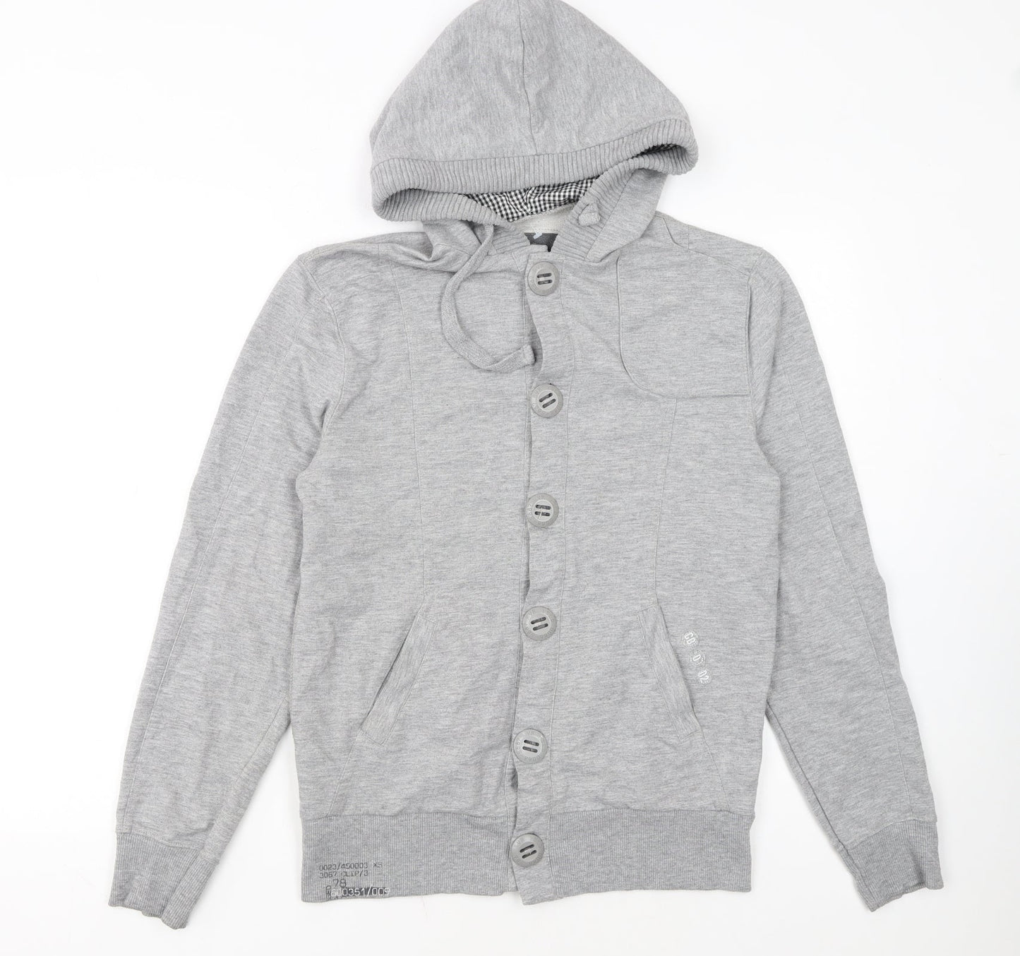 RYSD Men's Grey Button Cardigan Hoodie Size S Regular Fit