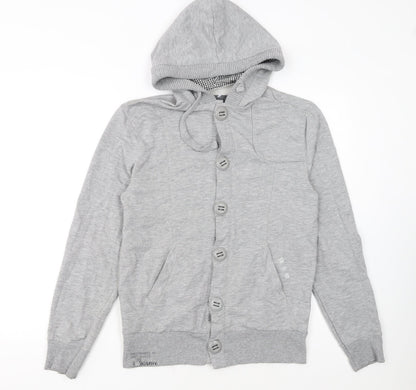 RYSD Men's Grey Button Cardigan Hoodie Size S Regular Fit
