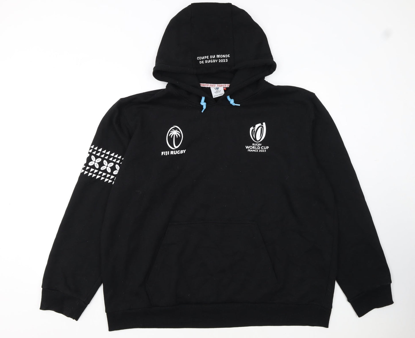 Rugby World Cup France 2023 Fiji Rugby Black 3XL Men's Pullover Hoodie