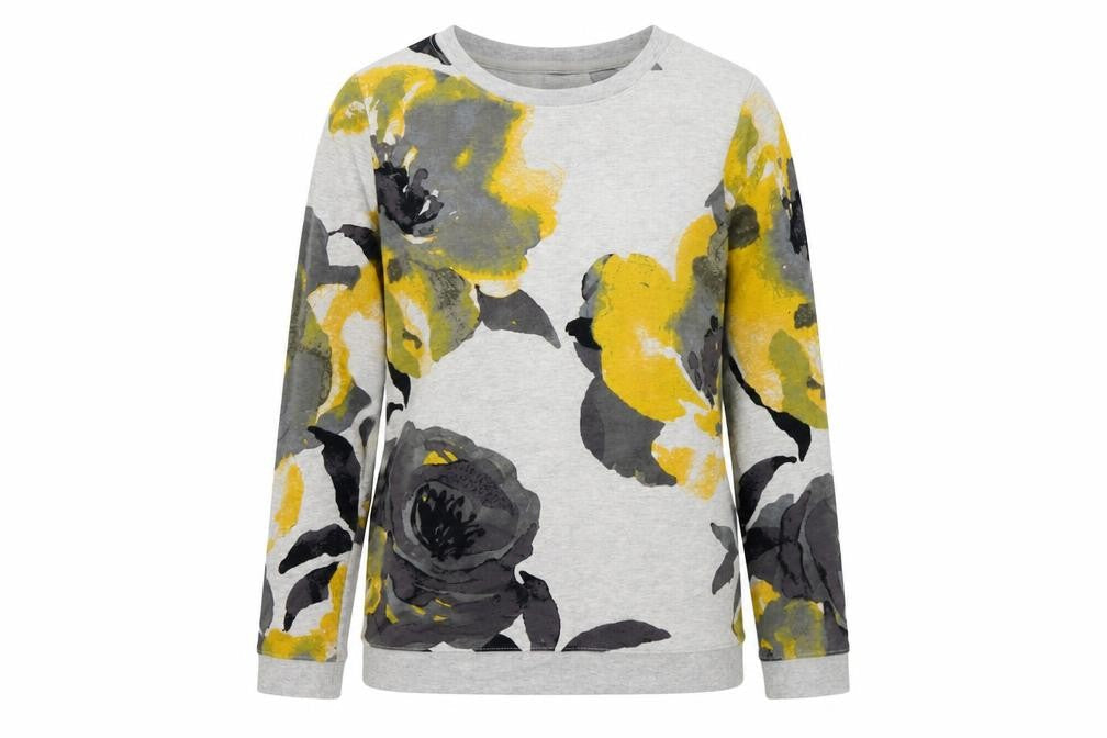 Denim & Co. Women’s Grey Floral Pullover Sweatshirt XS