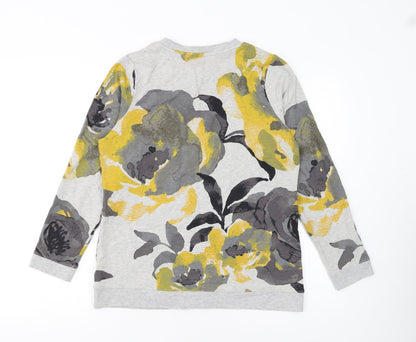 Denim & Co Women’s Grey Floral Pullover Sweatshirt XS