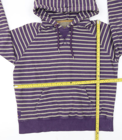 Joules Women's Purple Striped Cotton Pullover Hoodie Size 16