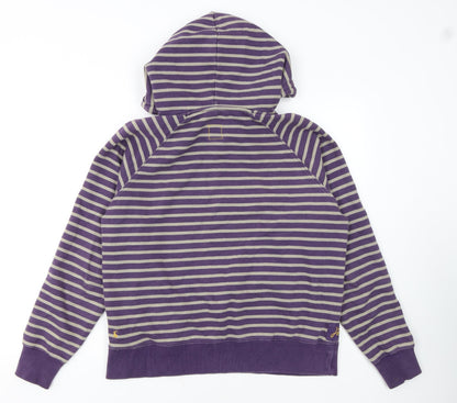 Joules Women's Purple Striped Cotton Pullover Hoodie Size 16