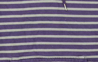 Joules Women's Purple Striped Cotton Pullover Hoodie Size 16