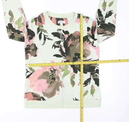 Denim & Co Women’s Green Floral Pullover Sweatshirt Size S