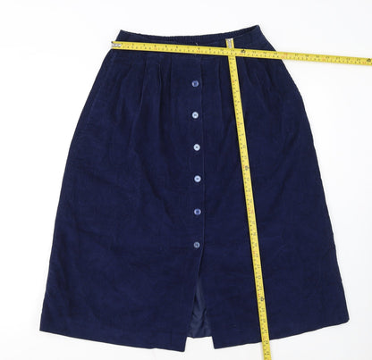 S.V.P. Womens Blue Corduroy A-Line Midi Skirt Size 12