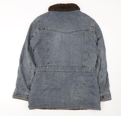 Marvin Richards Women's Blue Denim Faux Fur Collar Jacket Size M