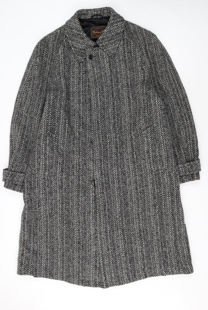 Botany 500 Women's Grey Herringbone Wool Long Overcoat Size 16
