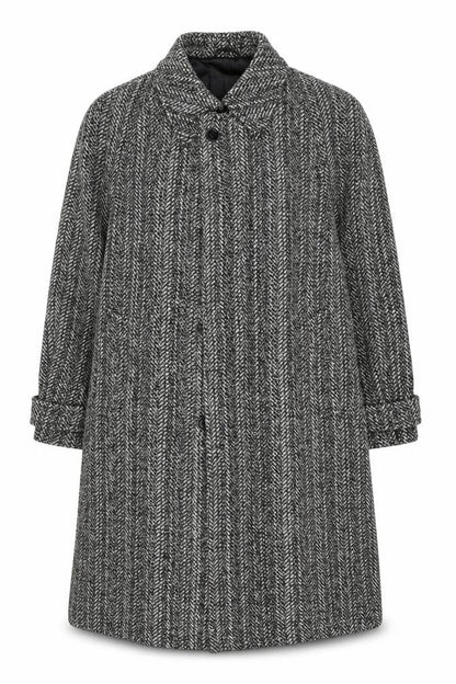 Botany 500 Women's Grey Herringbone Wool Long Overcoat Size 16