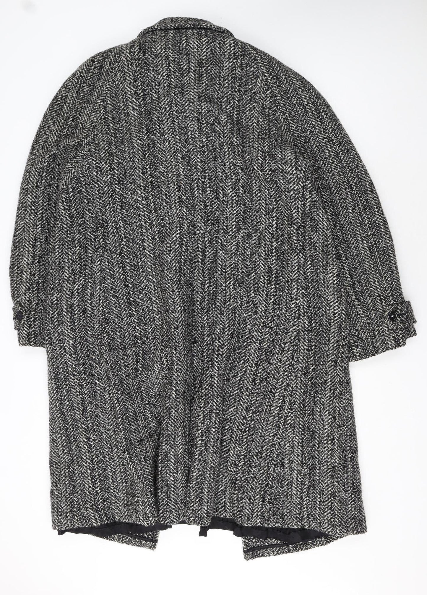 Botany 500 Women's Grey Herringbone Wool Long Overcoat Size 16