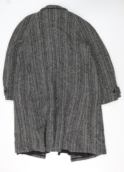 Botany 500 Women's Grey Herringbone Wool Long Overcoat Size 16