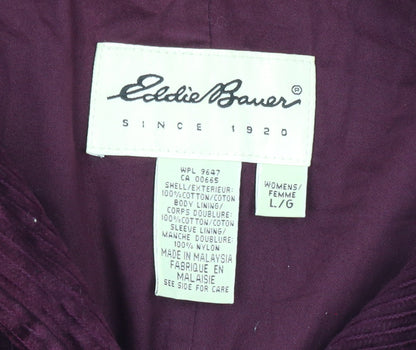 Eddie Bauer Womens Purple Corduroy Button Basic Jacket Size L