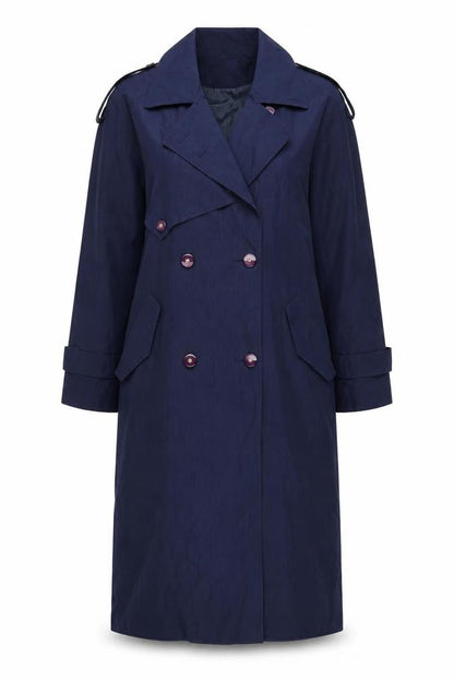 Sequence Women's Blue Polyester Trench Coat Size 10 Long Lined Classic