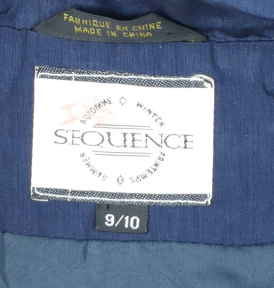 Sequence Women's Blue Polyester Trench Coat Size 10 Long Lined Classic