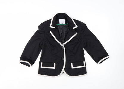 Debenhams Petite Collection Black Blazer Women Size 12 Short Notch Lapel Jacket