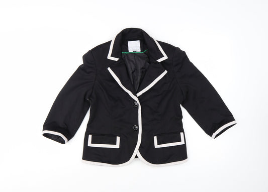 Debenhams Petite Collection Black Blazer Women Size 12 Short Notch Lapel Jacket