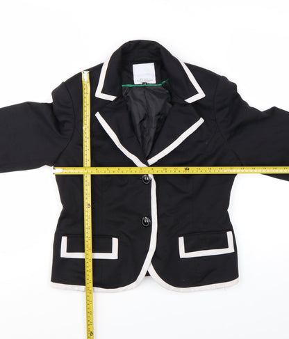 Debenhams Petite Collection Black Blazer Women Size 12 Short Notch Lapel Jacket