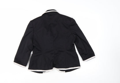 Debenhams Petite Collection Black Blazer Women Size 12 Short Notch Lapel Jacket