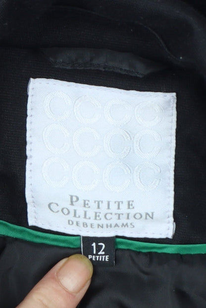 Debenhams Petite Collection Black Blazer Women Size 12 Short Notch Lapel Jacket