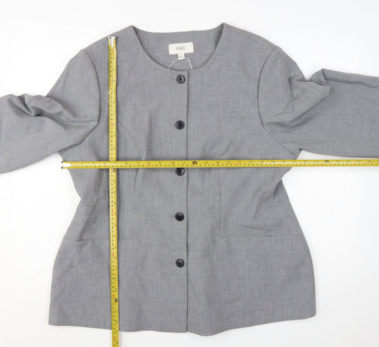 Marks and Spencer Women Grey Size 20 Long Sleeve Suit Jacket