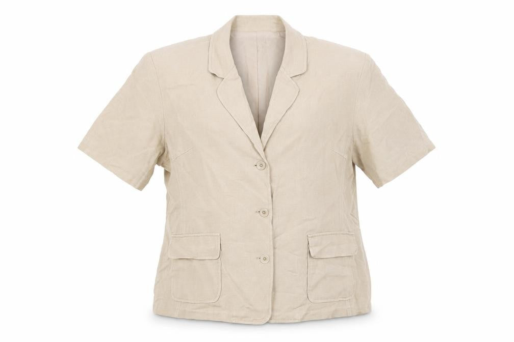 OPUS Women’s Beige Linen Blend Short Sleeve Single Breasted Jacket Size 18