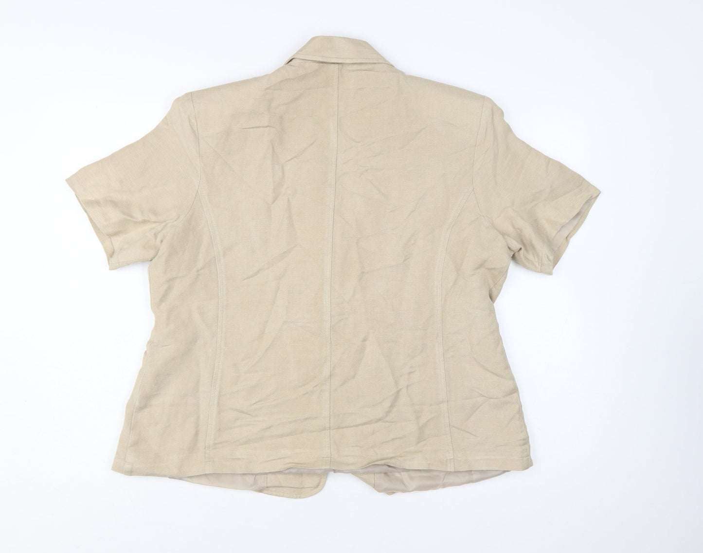 Opus Women’s Beige Linen Blend Short Sleeve Single Breasted Jacket Size 18