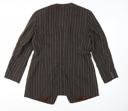 Emanuel Ungaro Brown Pinstripe Long Blazer Jacket Women's Size 14
