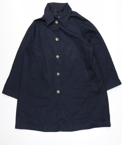 Marks and Spencer Women's Blue Cotton Blend Trench Coat Size 16