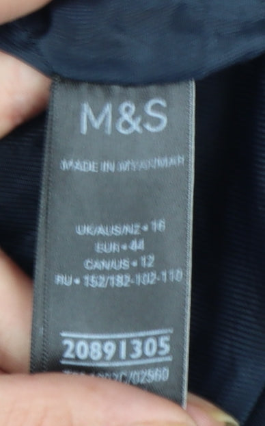 Marks and Spencer Women's Blue Cotton Blend Trench Coat Size 16