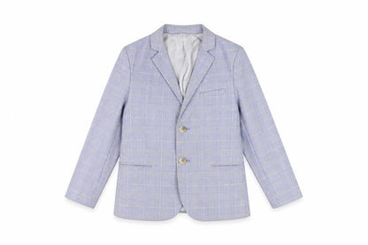 Marks & Spencer Boys Blue Check Blazer 6-7 Years Formal Two-Button Jacket