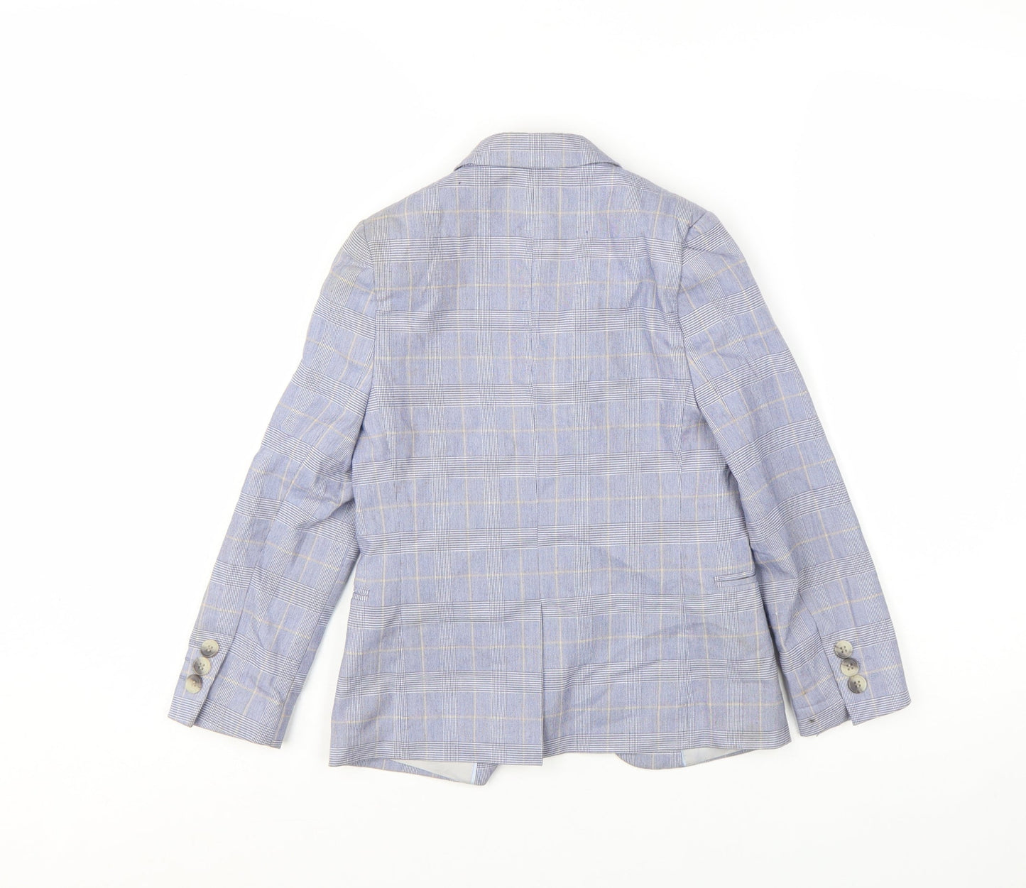 Marks and Spencer Boys Blue Check Blazer 6-7 Years Formal Two-Button Jacket