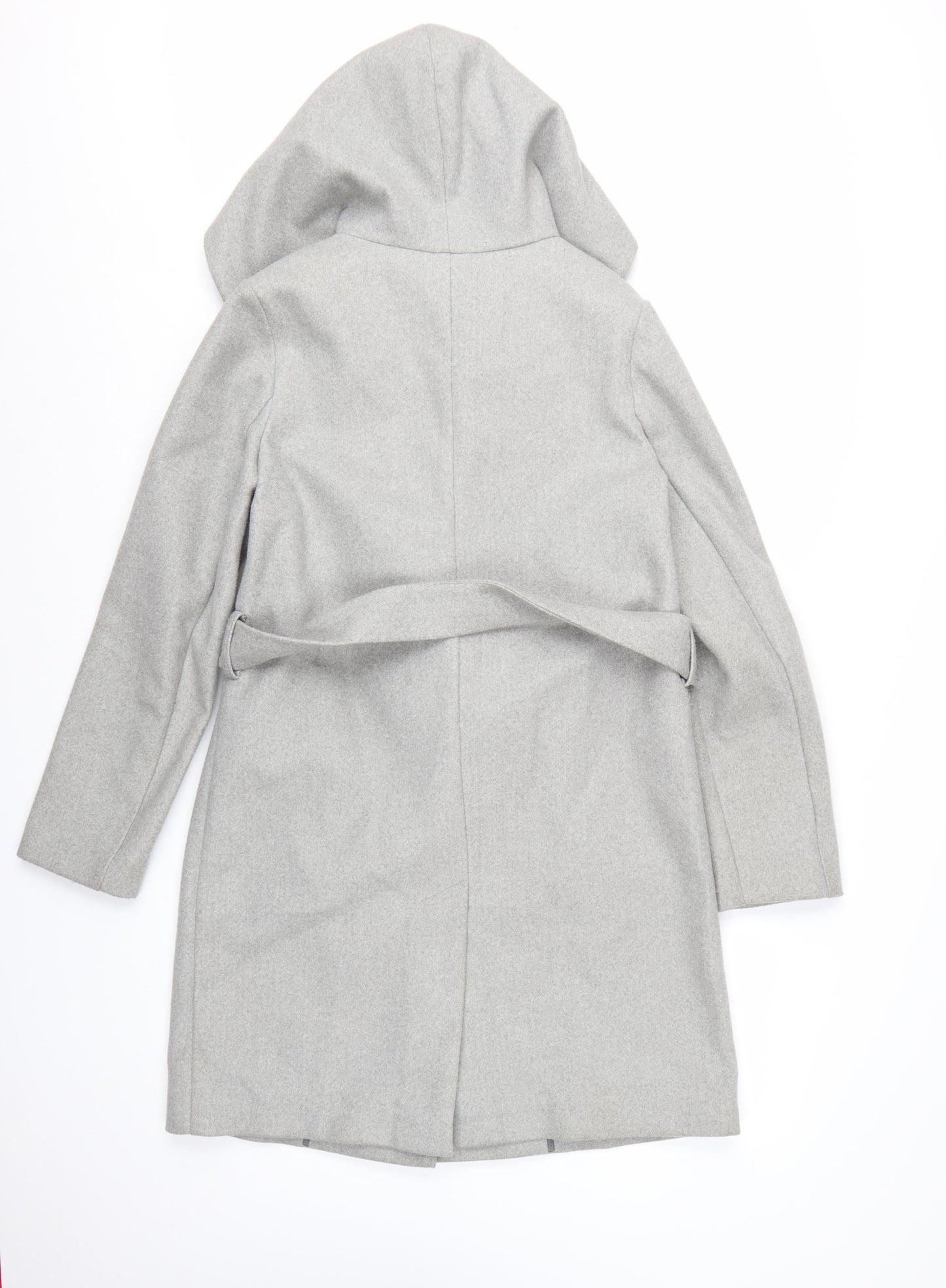 Marks and Spencer Women’s Grey Belted Hooded Mid-Length Overcoat Size 10