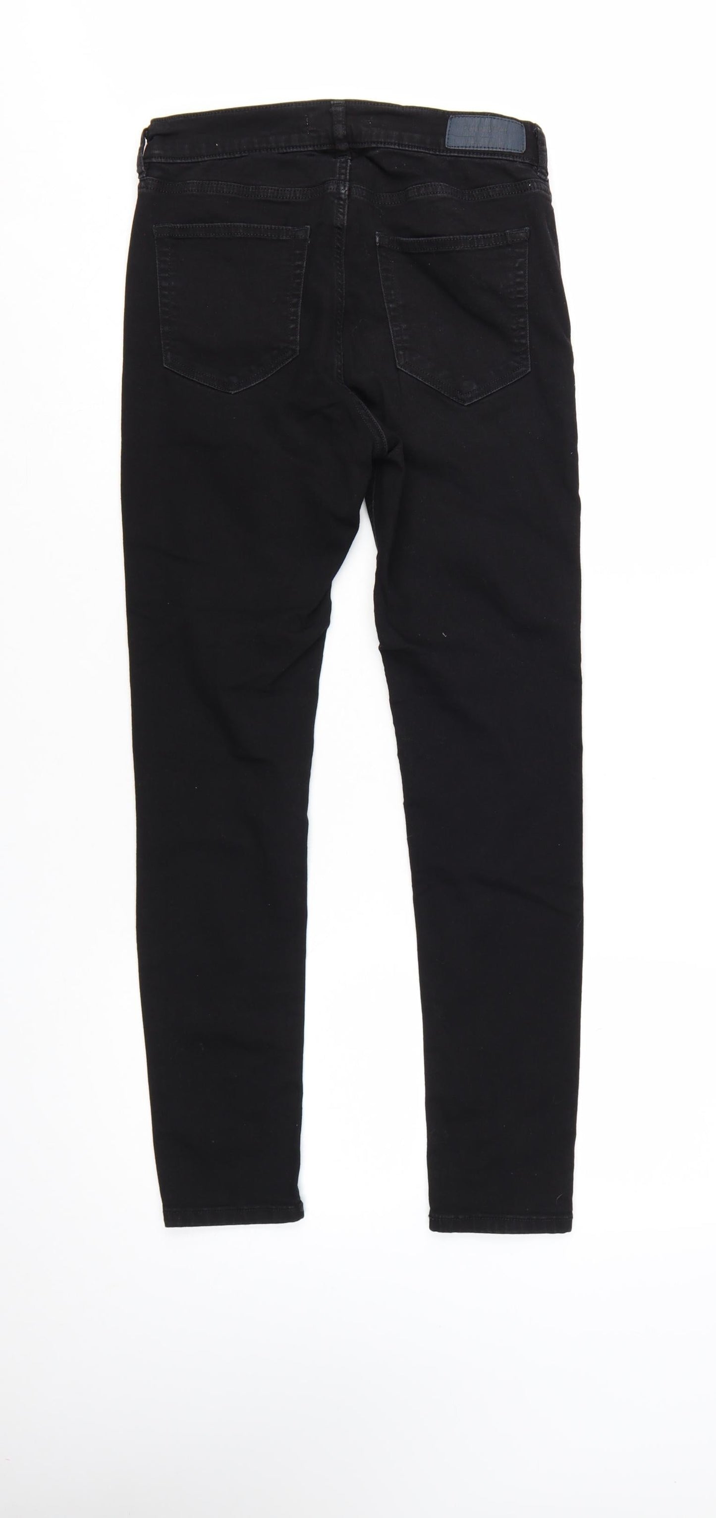 Pull & Bear Womens Black Skinny Jeans Size 12 Slim Fit Denim
