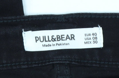 Pull & Bear Womens Black Skinny Jeans Size 12 Slim Fit Denim