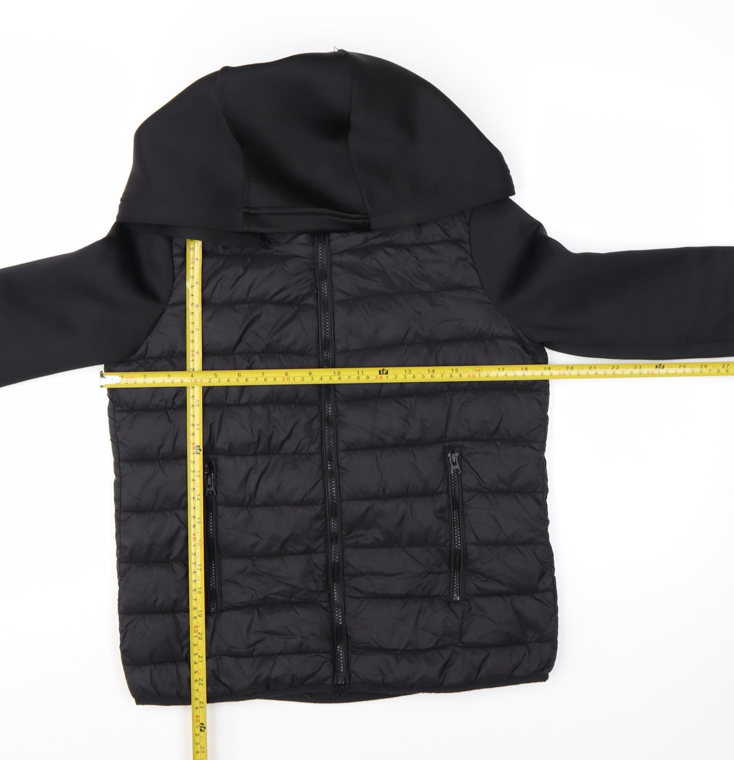 Zara Women's Black Puffer Jacket Hooded Size 8 Quilted Softshell