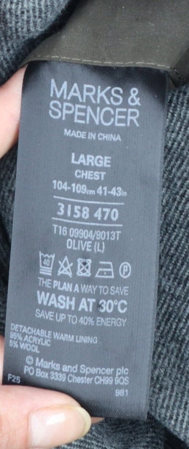 Marks and Spencer Men’s Olive Green L Rain Coat with Removable Lining