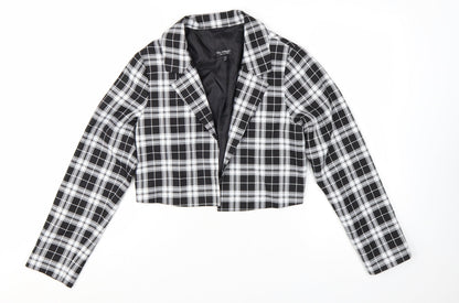 Miss Selfridge Womens Black Check Cropped Suit Jacket UK 10