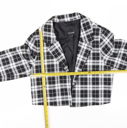 Miss Selfridge Womens Black Check Cropped Suit Jacket UK 10