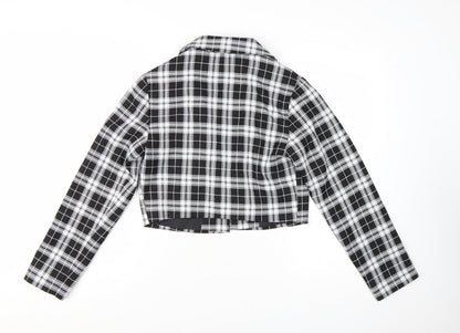 Miss Selfridge Womens Black Check Cropped Suit Jacket UK 10