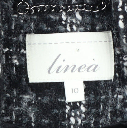 Linea Women's Black Check Wool Blend Mid-Length Coat Size 10
