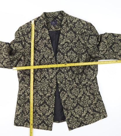 Marks and Spencer Womens Gold Jacquard Blazer UK 14 Tuxedo Style