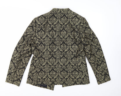 Marks and Spencer Womens Gold Jacquard Blazer UK 14 Tuxedo Style