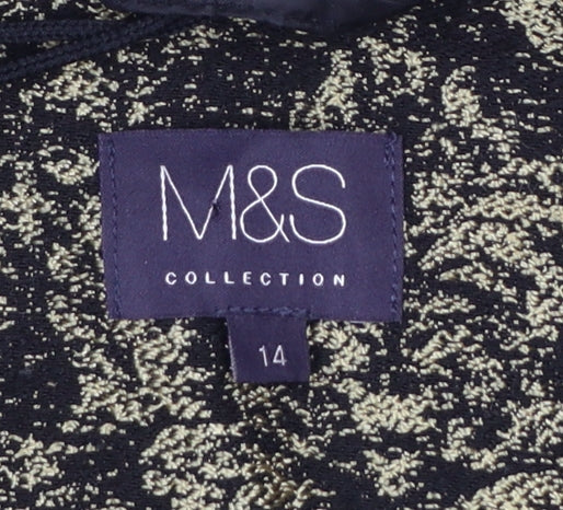 Marks and Spencer Womens Gold Jacquard Blazer UK 14 Tuxedo Style